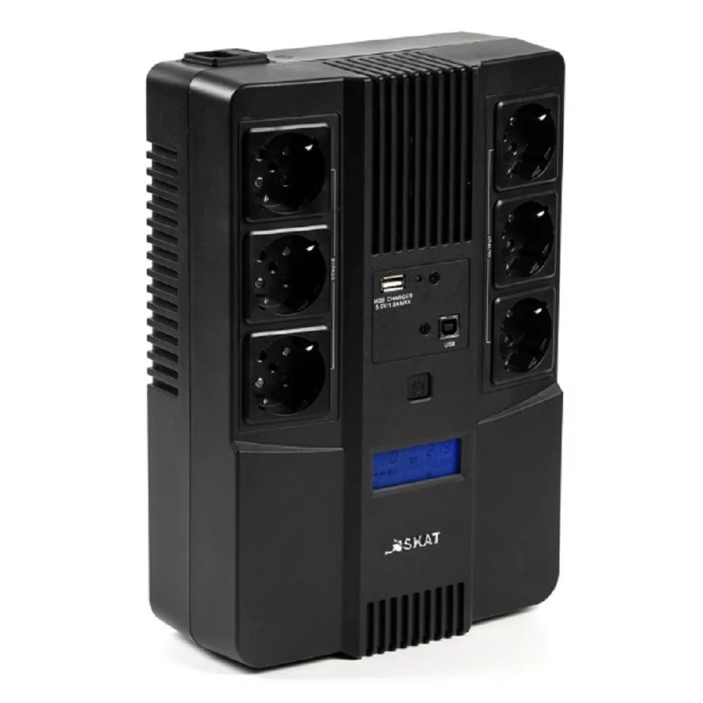 ИБП Бастион SKAT-UPS 800-AID-IN-1x9 {Line-interactive, 800/ 480Вт, LCD-дисплей, USB/ RJ-45, АКБ 1х 9Ач, сверху ЕВРО 3+3, МПТ} (8935) (8935 SKAT-UPS 800-AID-IN-1X9)