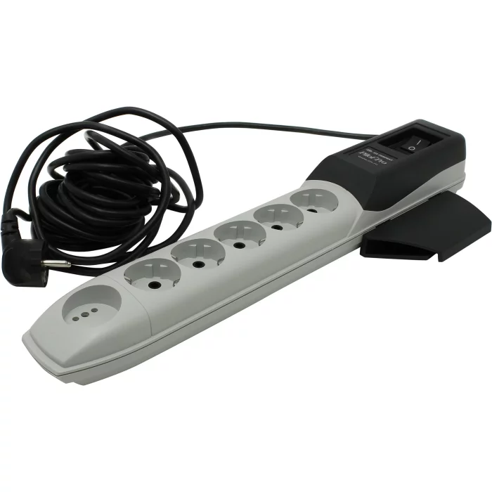 Сетевой фильтр Pilot Pro GP 6 розеток (5 евро + 1Gadget Parking) 7 м, автомат защиты/ Surge protector Pilot PRO GP 6 outlets (5 euro + 1 without ground) 10A / 2.2kVt, 7m, automatic circuit-breaker (PILOT PRO 7M)