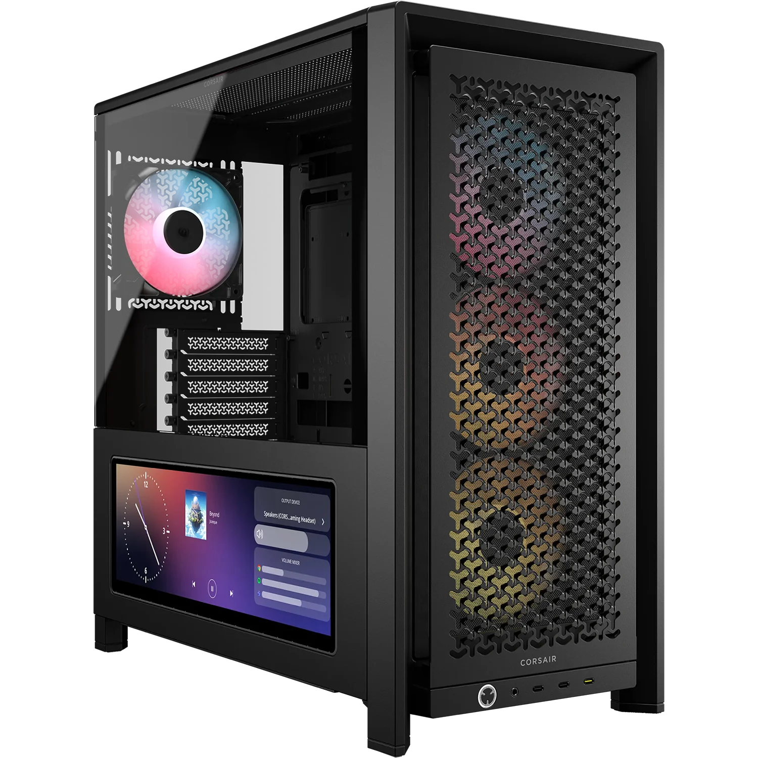 Корпус без блока питания/ Case Corsair Frame 4000D LCD RS ARGB, Midi-Tower, TG, 3x120mm ARGB, 2xUSB-A 3.2, 1xUSB 3.2 Type-C, E-ATX, ATX, mATX, mITX Black (CC-9011326-WW)