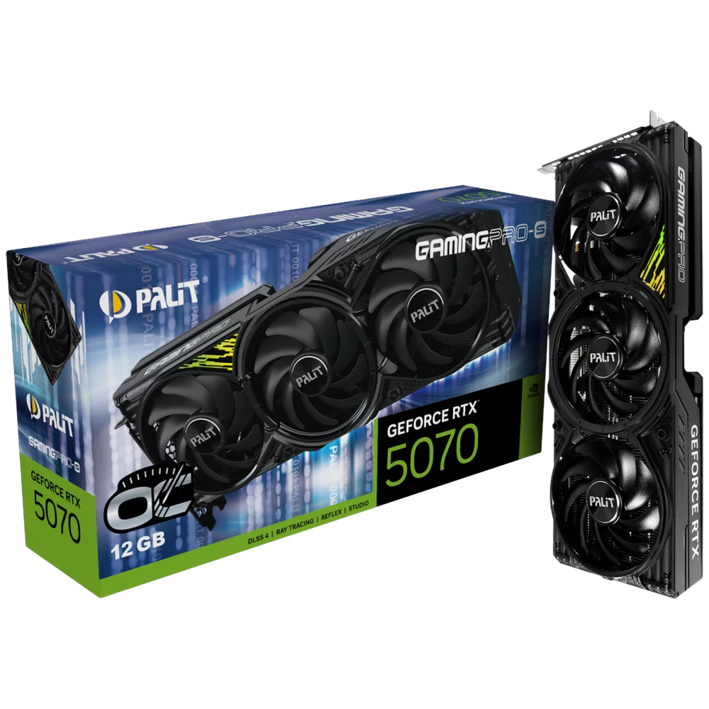 Видеокарта Palit Bad Pack RTX5070 GAMINGPRO-S OC 12GB GDDR7 192bit 3xDP HDMI 3FAN RTL bp (NE75070T19K9-GB2050U||BP)