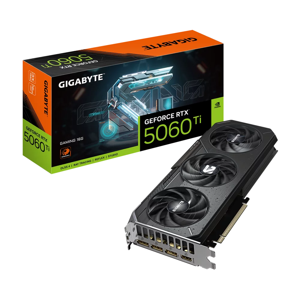 Видеокарта Gigabyte RTX5060Ti GAMING 16GB GDDR7 128bit 3xDP HDMI 3FAN RTL (GV-N506TGAMING-16GD)