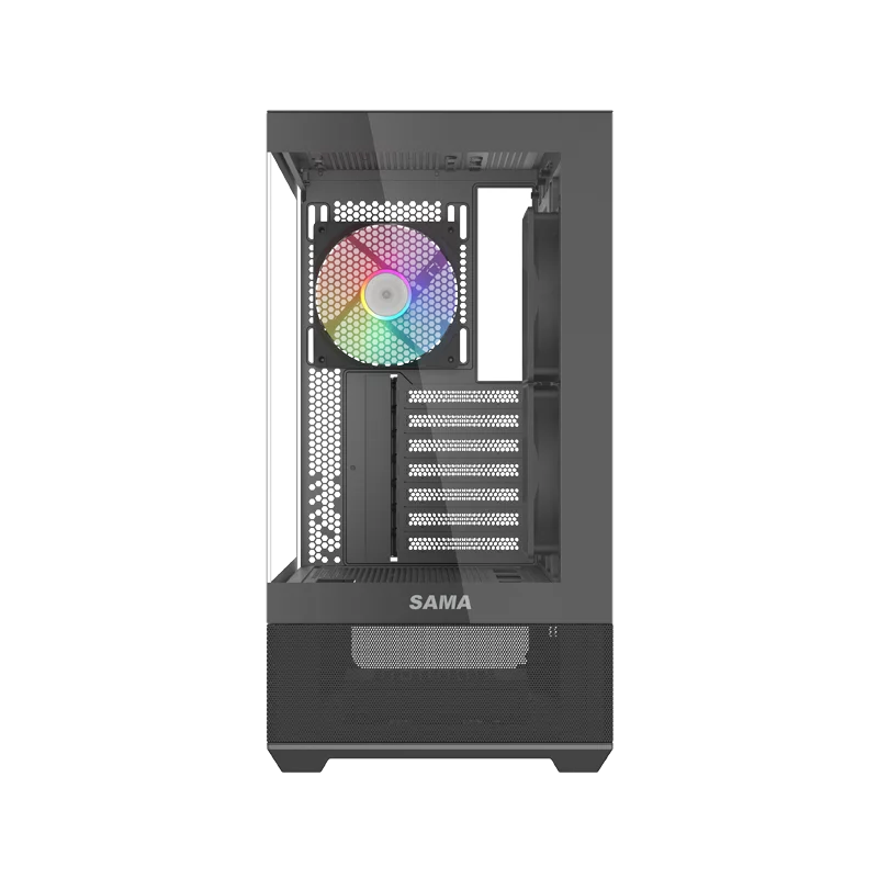 Корпус ПК без блока питания/ Case SAMA V40 Black, Midi-Tower, TG, 6x120mm ARGB, 2xUSB 3.0 + 1xUSB 3.1 Type-C, ATX, mATX, mITX Black (V40-BKADA6X1-GL)