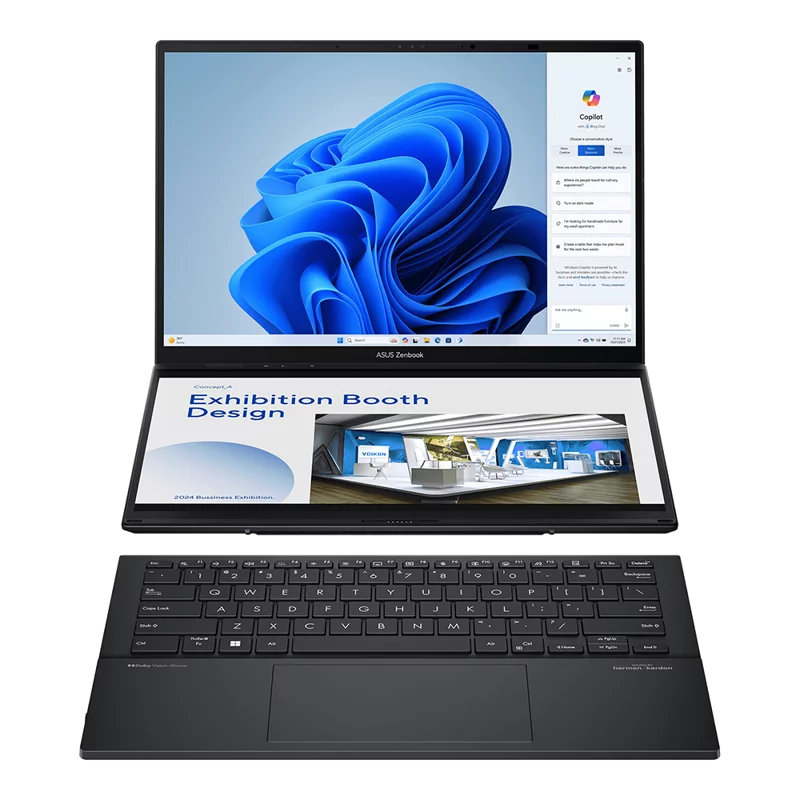 Ноутбук/ ASUS UX8406CA-QL211X Duo Touch 14+14"(1920x1200 + 1920x1200 OLED 16:10)/Touch/Intel Core Ultra 9 285H(3.7Ghz)/32768Mb/1024PCISSDGb/noDVD/Int:Intel Arc graphics/Cam/BT/WiFi/75WHr/war 1y/1.65kg/Basalt Gray/Win11Pro + 2х (90NB14X1-M00BD0)