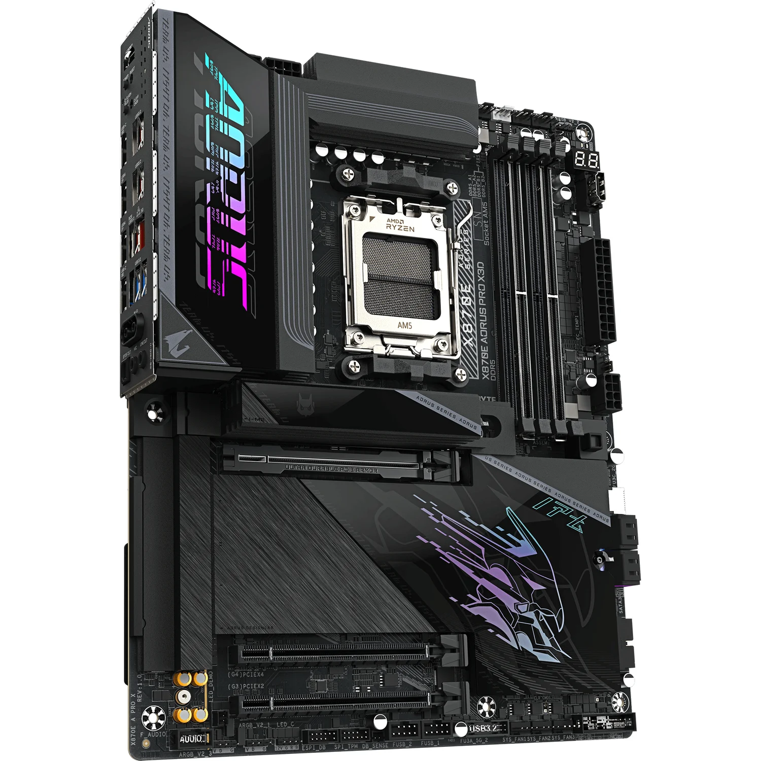 Материнская плата Gigabyte X870E AORUS PRO X3D Socket AM5 AMD X870E 4xDDR5 ATX AC`97 8ch(7.1) 5Gigabit RAID+HDMI (X870E A PRO X)