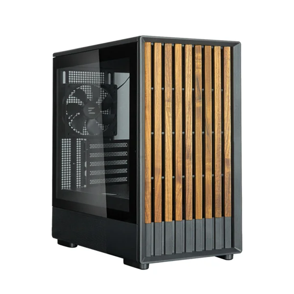 ZALMAN P10 NAMU, MATX, BLACK, WINDOW, FRONT COVER WALNUT, 2x3.5", 3x2.5", 1xUSB TYPE-C, 1xUSB3.0, FRONT 2x120mm, REAR 1x120mm ARGB (P10 NAMU BLACK)