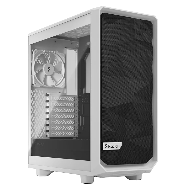 Корпус ПК без блока питания/ Case Fractal Design Meshify 2 Compact Lite TG Clear, Midi-Tower, 1x120mm + 2x140mm, 2xUSB-A 3.2 ATX, mATX, mITX White (FD-C-MEL2C-04)