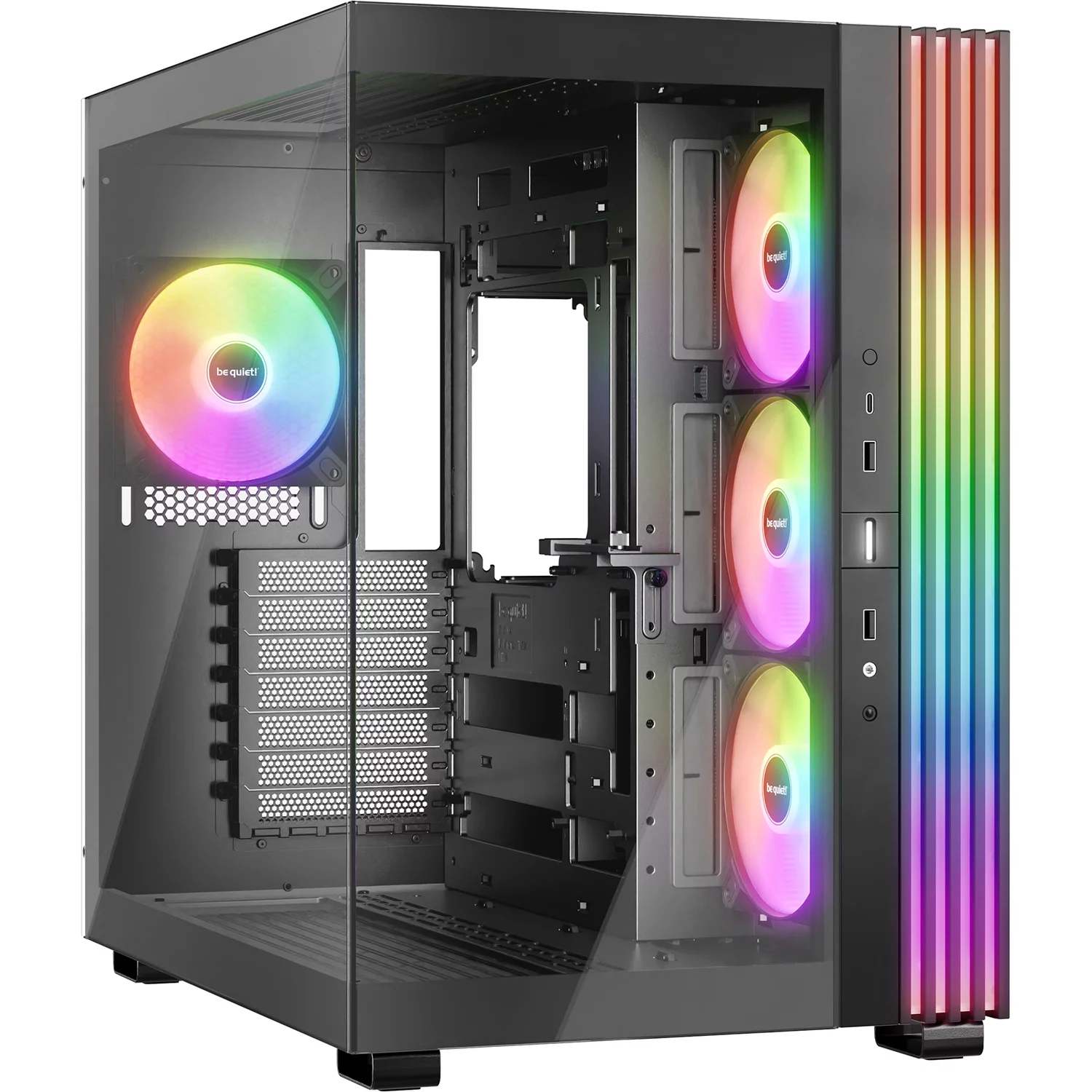 Корпус ПК без блока питания/ Case be quiet! LIGHT BASE 600 LX, Midi-Tower, TG, 4x120mm ARGB, 2xUSB-A 3.2, 1xUSB 3.2 Type-C, ATX, mATX, mITX Black (BGW67)