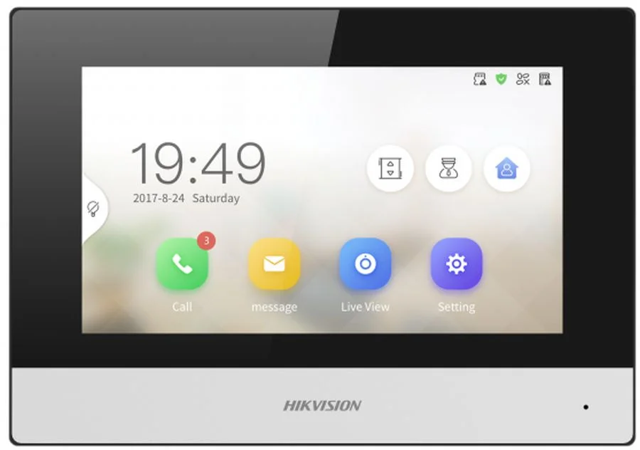 7 гибридный IP видеодомофон Wi-Fi Сенсорный 7" цветной TFT LCD экран с разрешением 1024*600 встроенные микрофон и динамик слот для TF карты до 128Гб тревожные входы/выходы 8/0 1 RJ-45 10M/100M Etherne (DS-KH6320-WTDE1)