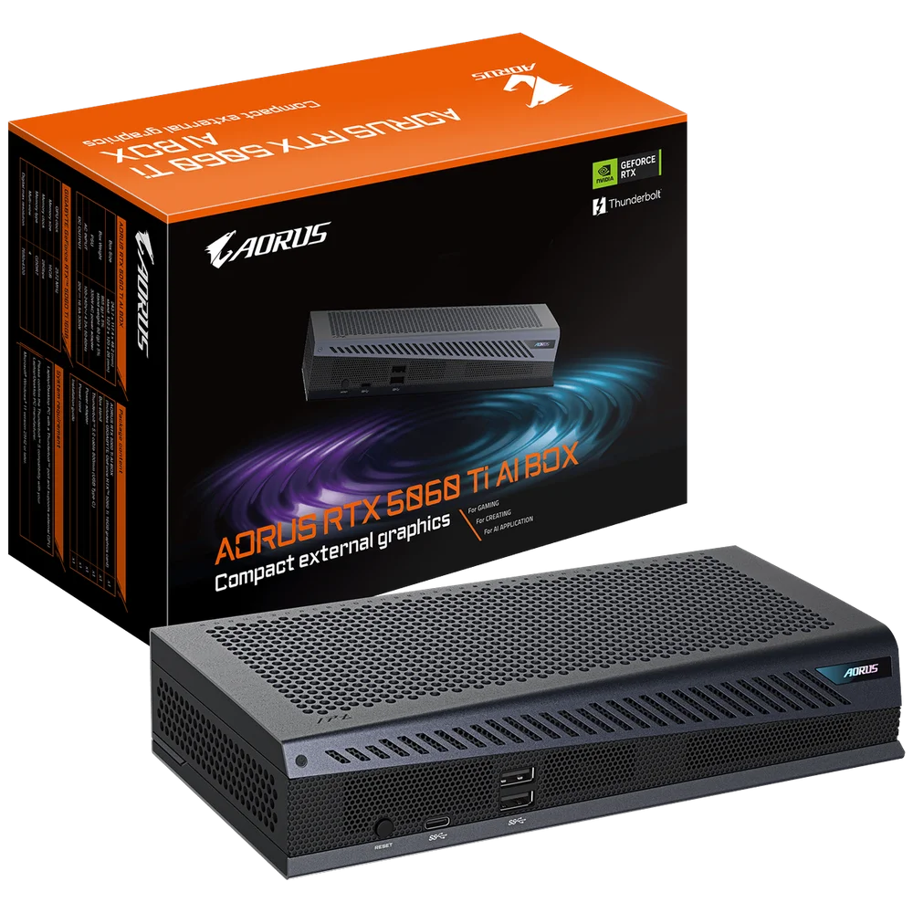 Видеокарта Gigabyte RTX5060Ti AI BOX 16GB GDDR7 3*TypeC 2xUSB3.2Gen2 3xDP HDMI RTL (GV-N506TIXEB-16GD)