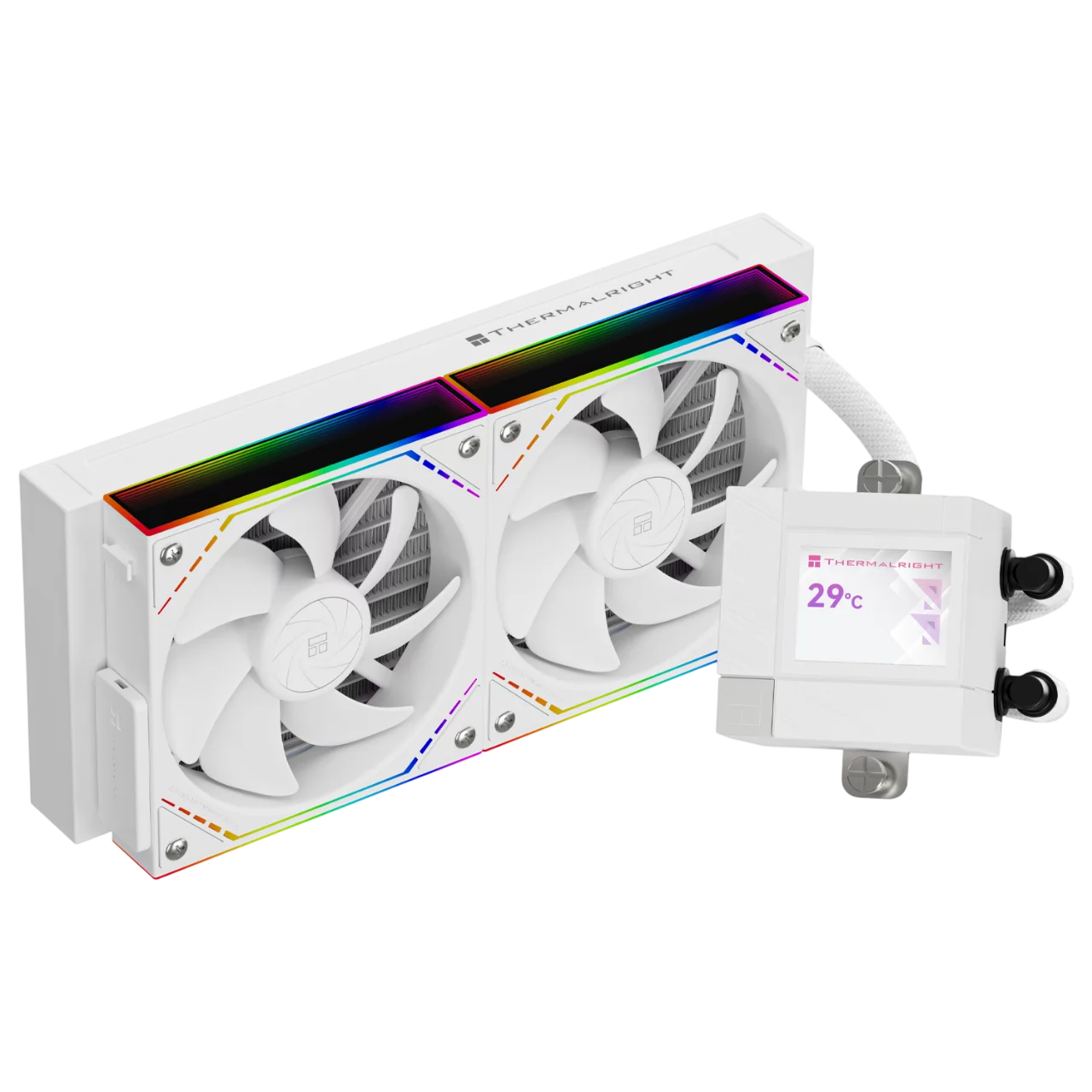 Система жидкостного охлаждения/ Water Cooling System Thermalright Core Matrix 240 Vision (240mm, LED, White, ARGB/ Fans: 2x120mm, 68.9CFM, 28.2dBA, 2000RPM/ Pump height 64.4mm, Rad thickness 27mm/ S: (C-MATRIX-VISION-WH-240-ARGB)