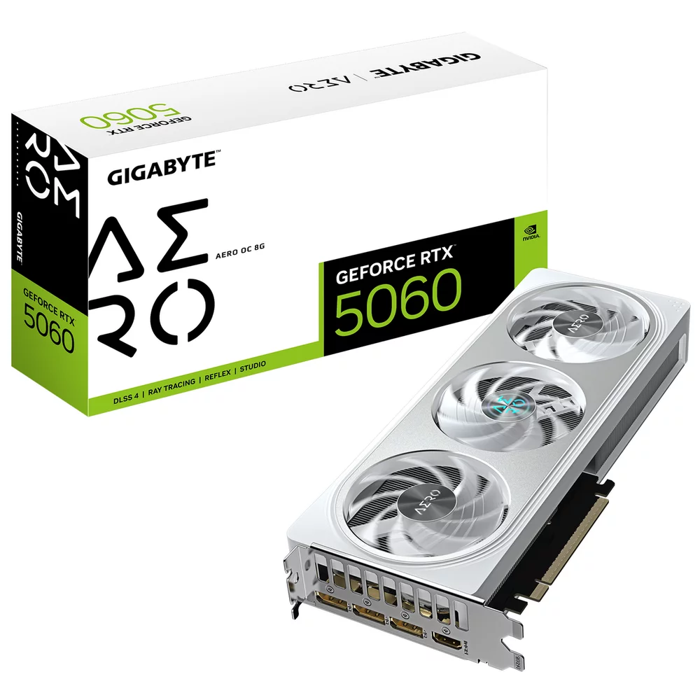 Видеокарта Gigabyte RTX5060 AERO OC 8GB GDDR7 128bit 3xDP HDMI 3FAN RTL (GV-N5060AERO OC-8GD)