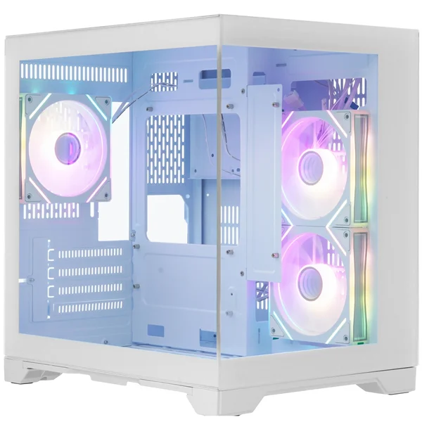 1STPLAYER MEGAVIEW MV5-TP ARGB White / mATX / 3x120mm ARGB fans / MV5-TP-WH-2FC7R-W-1FC7-W