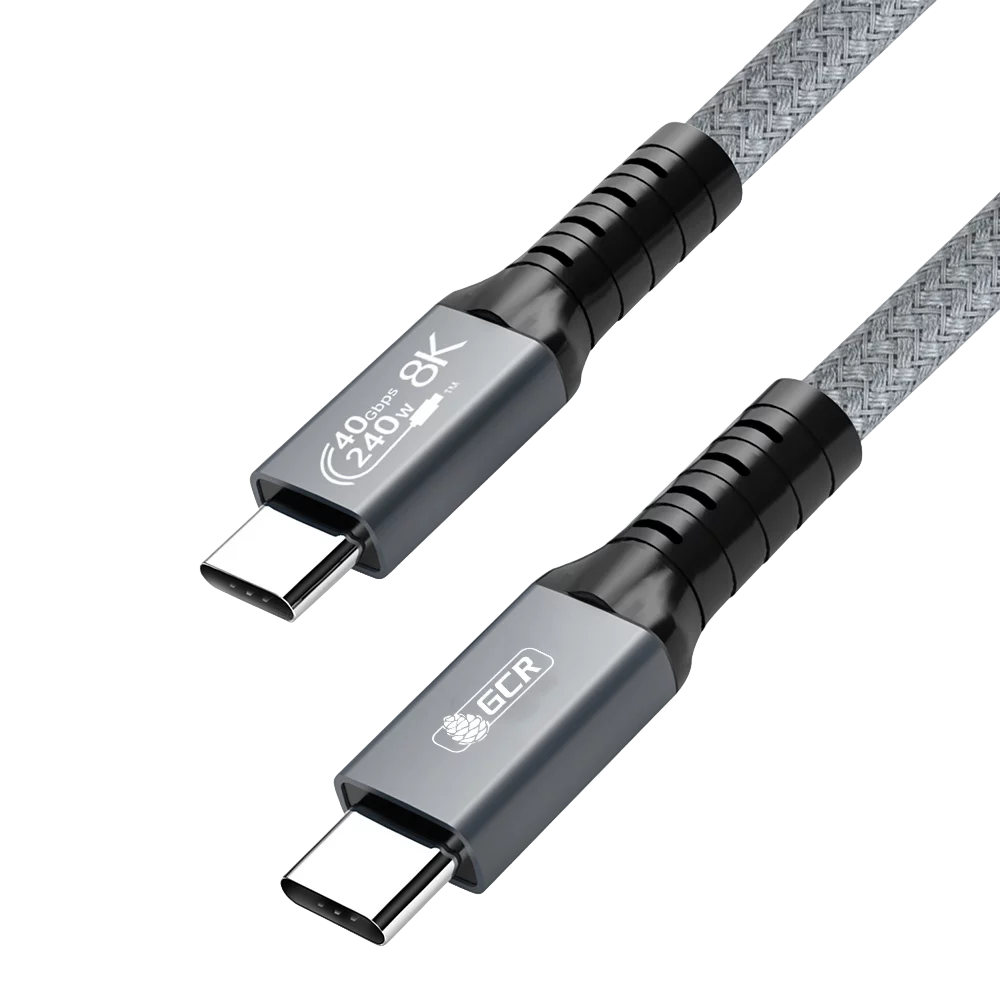 GCR Кабель USB4 Type-C, 0.5m, серый, 40Gbps, 240W, 8K60Hz, GCR-57109