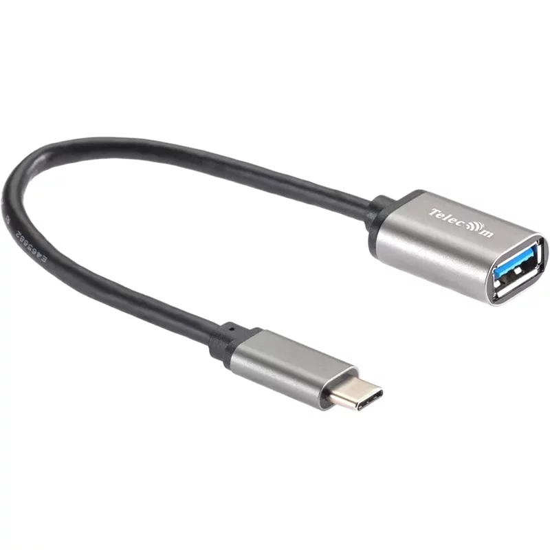 Кабель-адаптер/ Кабель-адаптер Type-Cm --] USB 3.0 Af , OTG, 1,5A , 5,0Gbps , Alum grey 0,2m Telecom (TC409M)