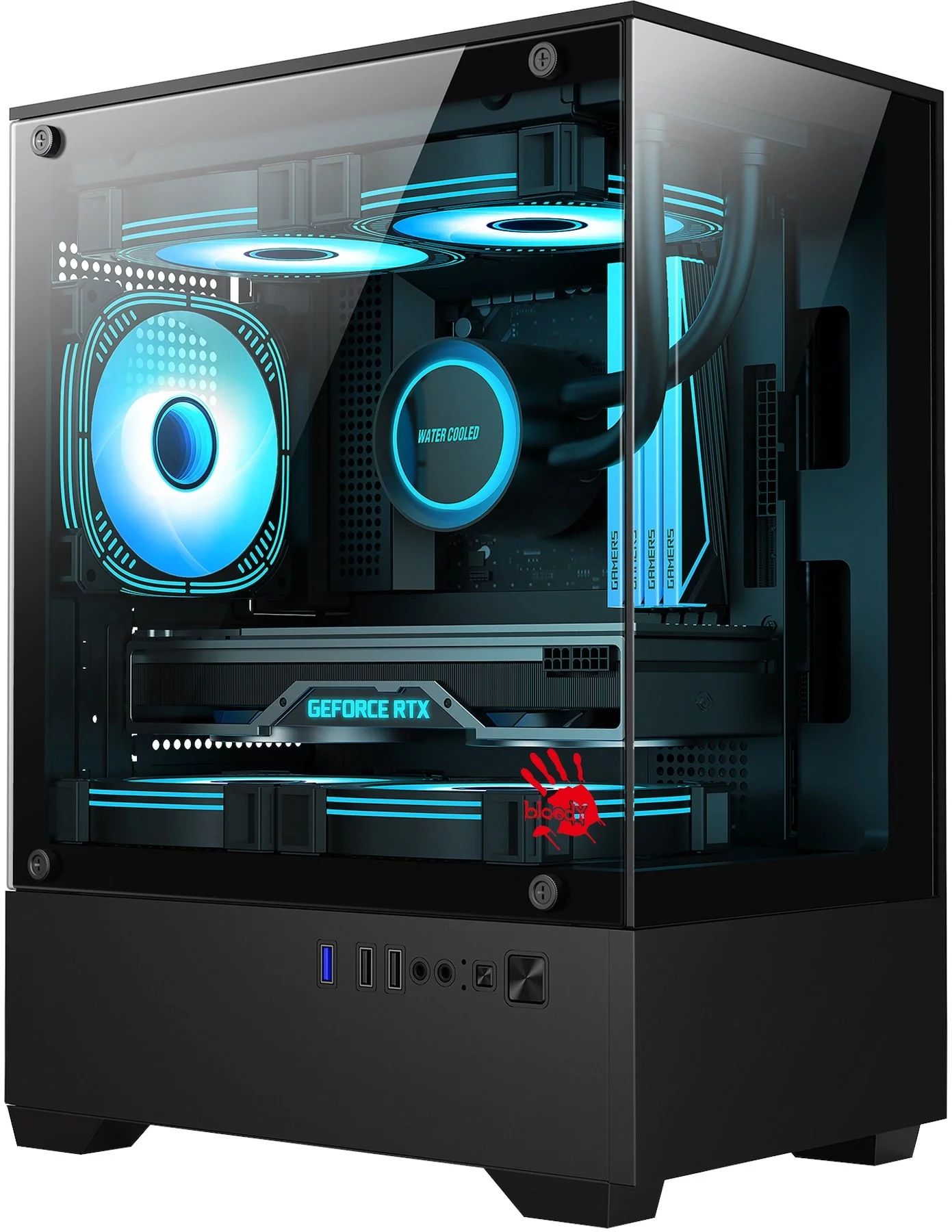 Корпус Bloody CC-125 черный без БП mATX 5x120mm 2xUSB2.0 1xUSB3.0 audio bott PSU (CC-125-BK)