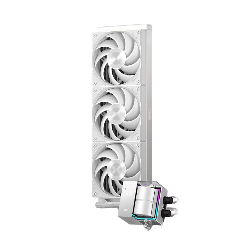 Система охлаждения/ PCCooler DS360 WH (310W, 360mm, LED temp., White, ARGB Pump/ Fans: 3x120mm, 86.73CFM, 28dBA, 2200RPM/ Pump height 67mm, 28dBA, 3200RPM, Rad thickness 27mm/ S: 1851, 1700, 1200, 20XX, 115X, AM5, AM4)