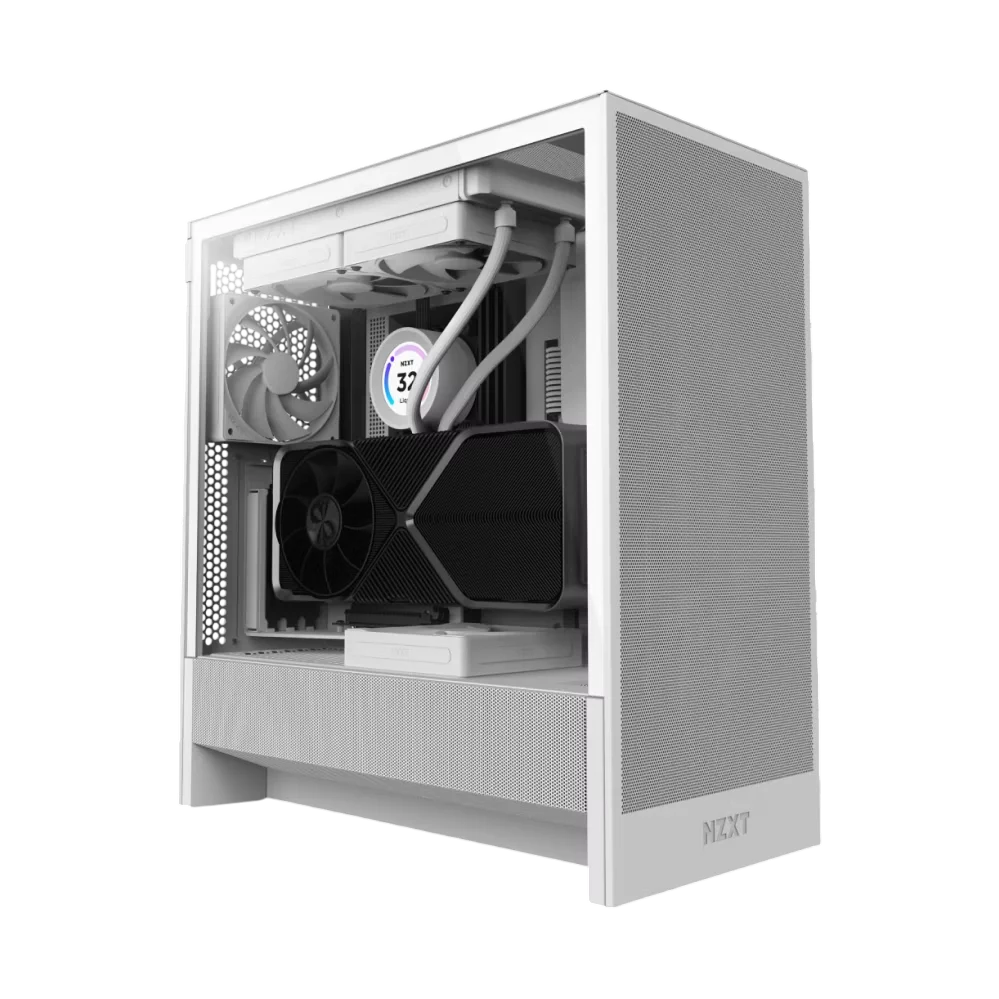 Корпус ПК без блока питания/ Case NZXT H5 Flow (2024), Midi-Tower, TG, 2x120mm, 1xUSB-A 3.2 + 1xUSB-C 3.2, E-ATX, ATX, mATX, mITX White (CC-H52FW-01)