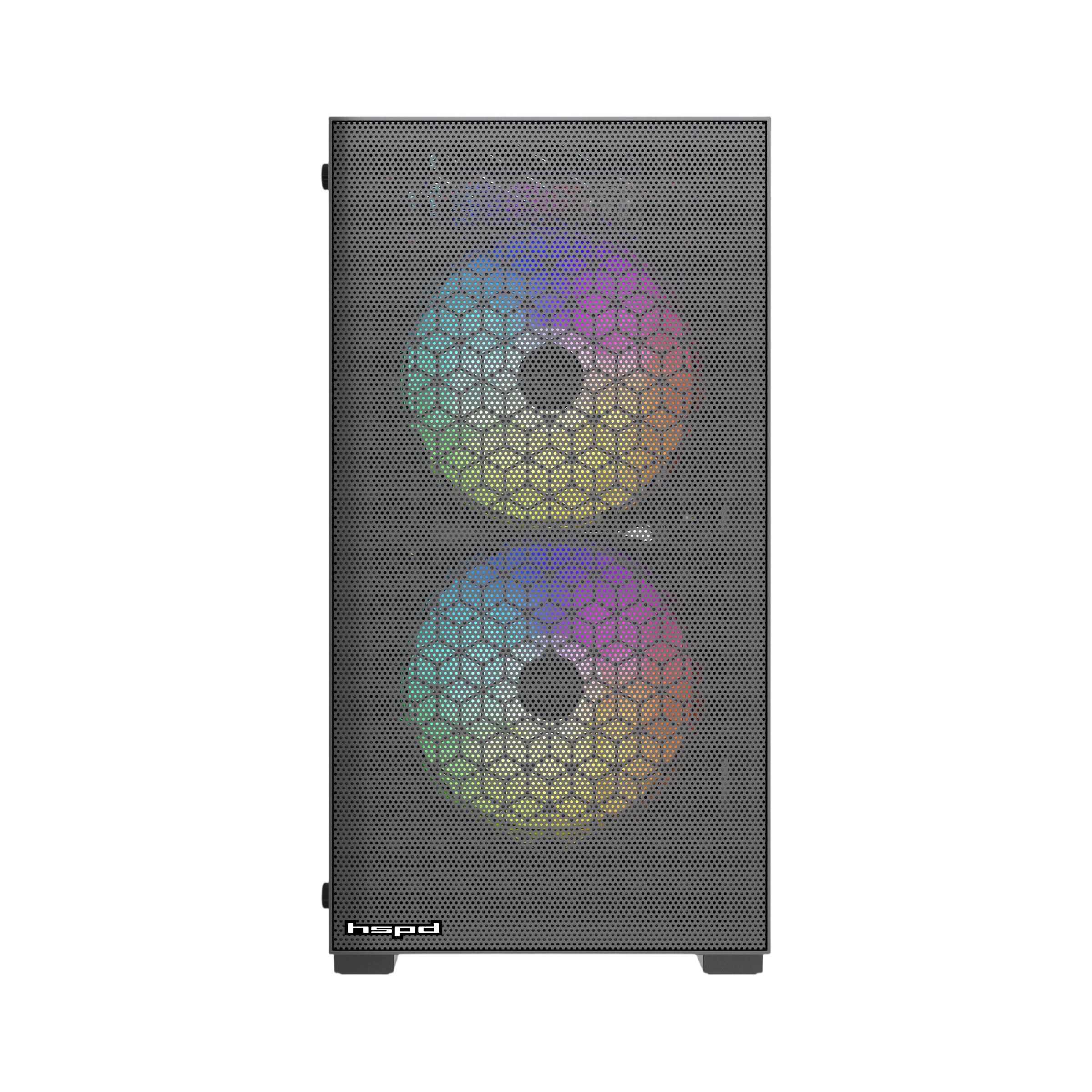 Корпус без блока питания/ Case HSPD M334, Mesh Mini-tower, Black, TG, 0.45 SPCC, 2x140mm ARGB + 1x120mm ARGB mATX, mITX 160/ 340/ 184mm 2x2.5", 2x3.5", 4xPCI 1xUSB-A 3.0, 2xUSB-A 2.0 385x200x390mm (M334-TGBK-ARGB)