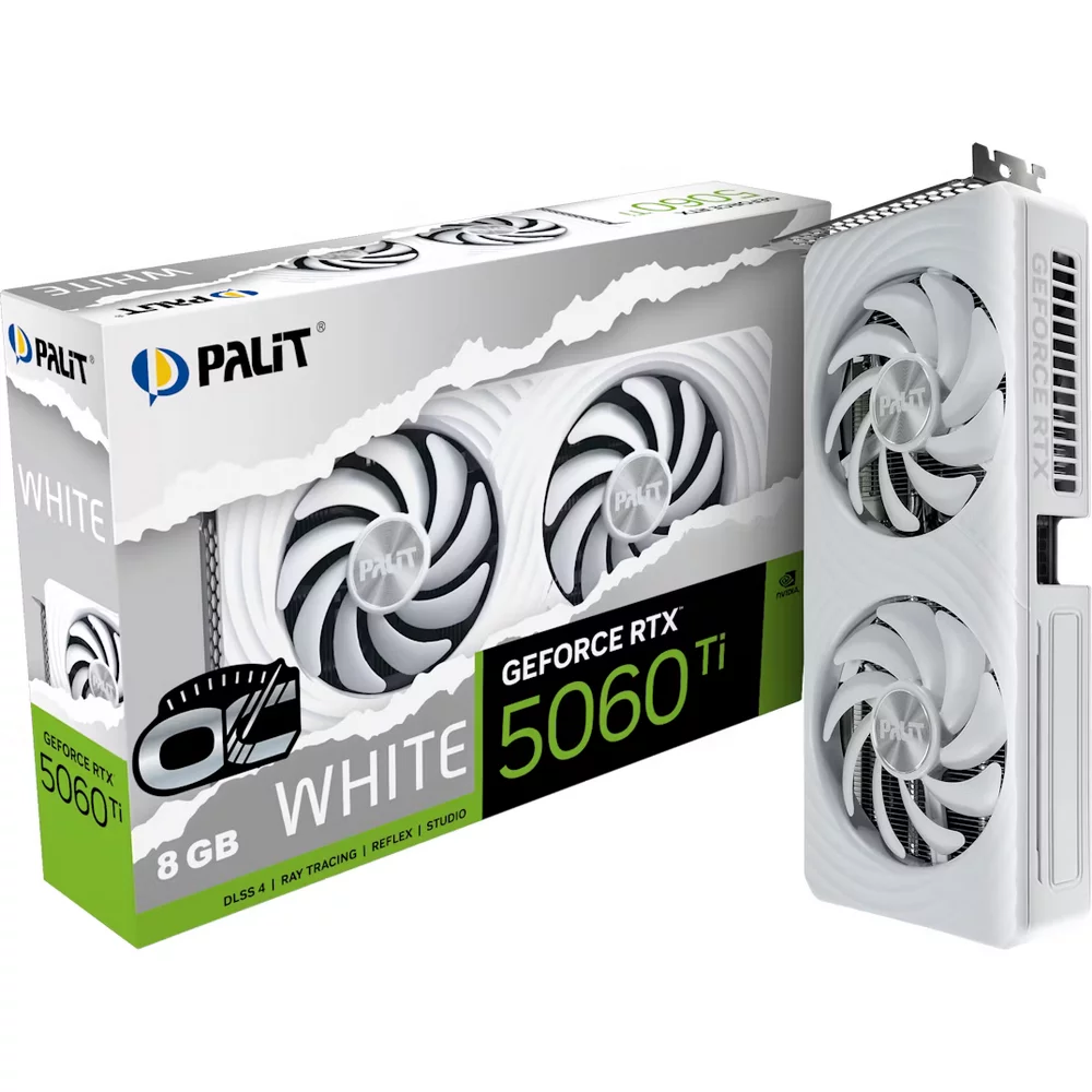 Видеокарта Palit RTX5060Ti WHITE OC 8GB GDDR7 128bit 3xDP HDMI 2FAN RTL (NE7506TU19P1-GB2062M)