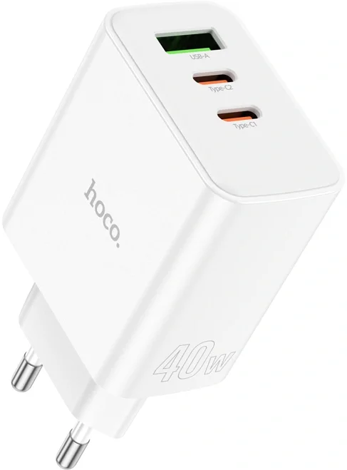 Сетевое зар./ устр. Hoco C126A Pure power PD40W three-port(2C1A) charger(EU 40W (PD+QC) белый (2171777) (2171777#MLN)