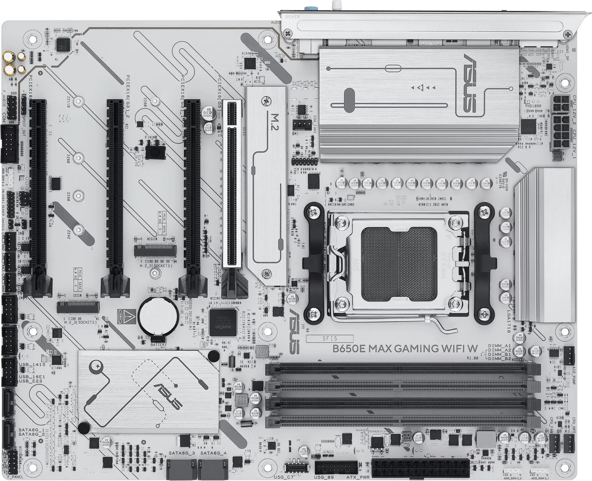 Материнская плата ASUS B650E MAX GAMING WIFI W, AM5, B650, 4*DDR5, 4*SATA, 3*M.2, 5*USB 3.2, 2*USB 2.0, Type-C, 5*PCIx16, DP+HDMI, ATX