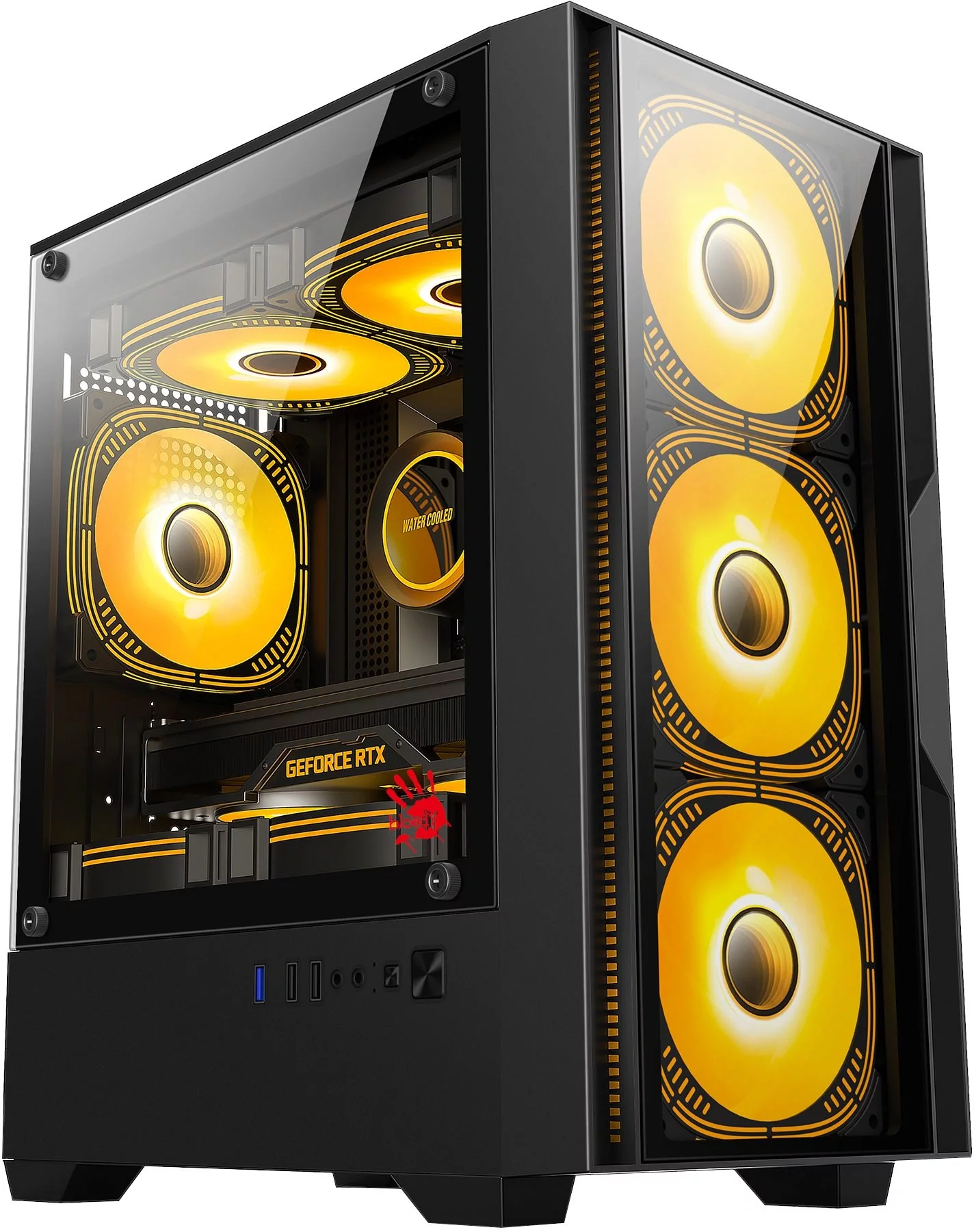 Корпус Bloody CC-123 черный без БП mATX 8x120mm 2xUSB2.0 1xUSB3.0 audio bott PSU (CC-123-BK)