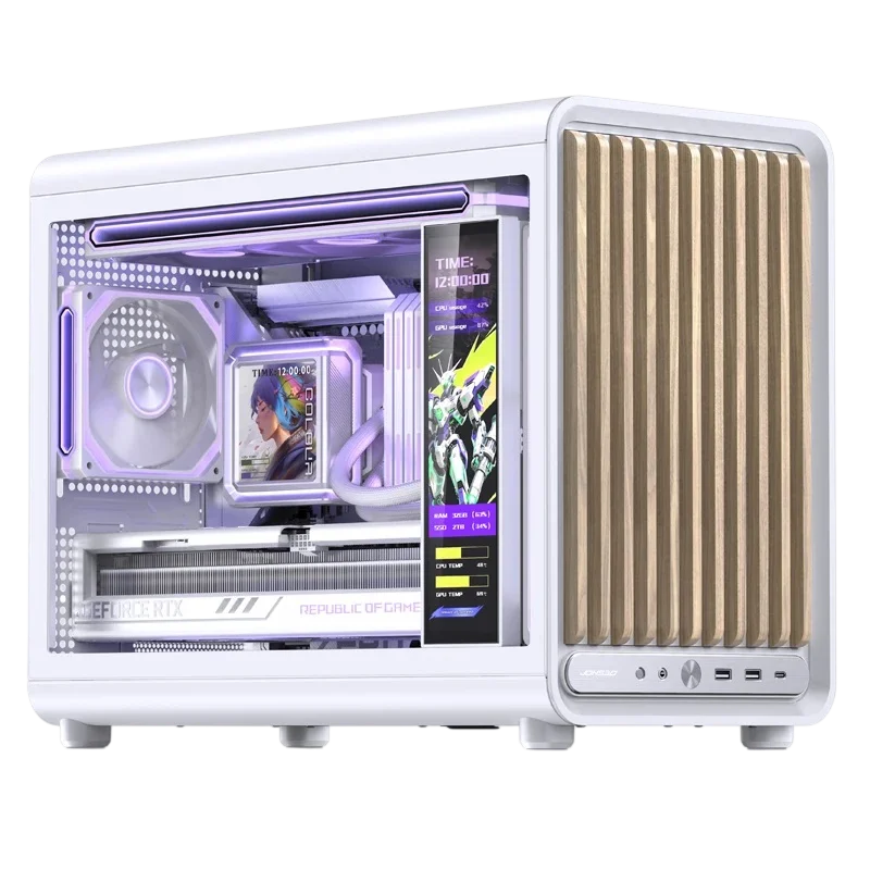 Корпус без блока питания/ Case JONSBO D33 WOOD, Mini-Tower, TG, no fan, 2xUSB-A 3.0 + 1xUSB-C 3.2, mATX, mITX White (D33 WOOD WHITE)