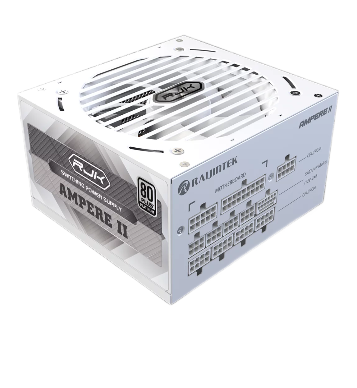 Блоки питания/ Power Supply Raijintek AMPERE II 850, 850W 80+ Platinum (ATX, 3.1, PCIe 5.1, Full-modular, 1x24(20+4)pin, 2x4+4-pin CPU, 3x6+2-pin PCIe, 1x12V(2x6), 10xSATA3, 5xMolex, Active, 120x120mm (0R30B00044)