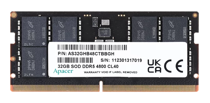 Apacer DDR5 32GB 4800MHz SO-DIMM (PC5-38400) CL40 1.1V (Retail) 2048*8 3 years (AS32GHB48CTBBGH/ FS.32G2A.PTH)