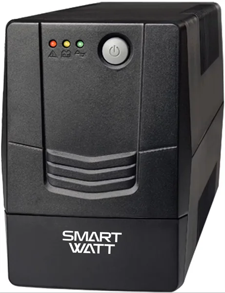 Источник бесперебойного питания SMARTWATT ИБП линейно-интерактивный, 1050/ 600 ВА/ Вт, напольный, LED индикация, розетки Shuko - 2 шт., встр. АКБ 1*9 Ач (3703020390009) (UPS UNI 1050E)