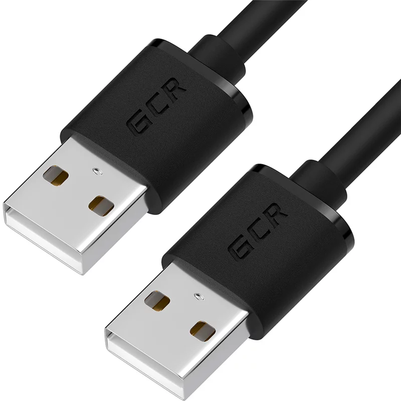 GCR Кабель 1.8m USB AM/AM, черный, 28/28 AWG, экран, армированный, морозостойкий (GCR-UM5M-BB2S-1.8M)