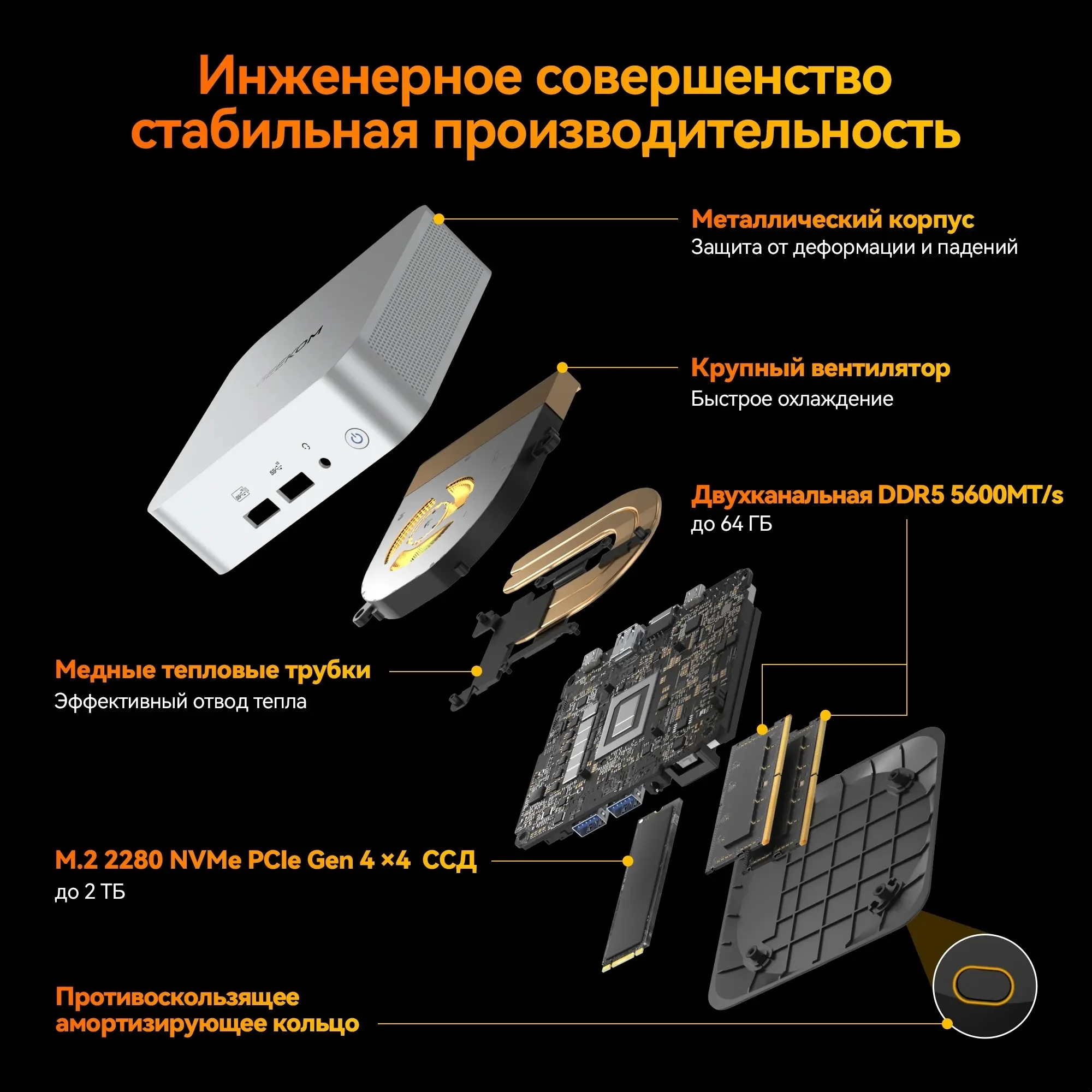 GEEKOM GMA8R98945HS -321-EU Мини Компьютер A8, GMA8R98945HS -321-EU, AMD R9-8945HS , 32GB+1TB, WIN11 Pro