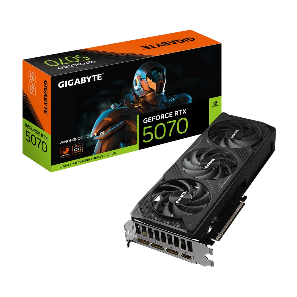 Видеокарта Gigabyte RTX5070 WINDFORCE OC SFF 12GB GDDR7 192bit 3xDP HDMI 3FAN RTL (GV-N5070WF3OC-12GD)