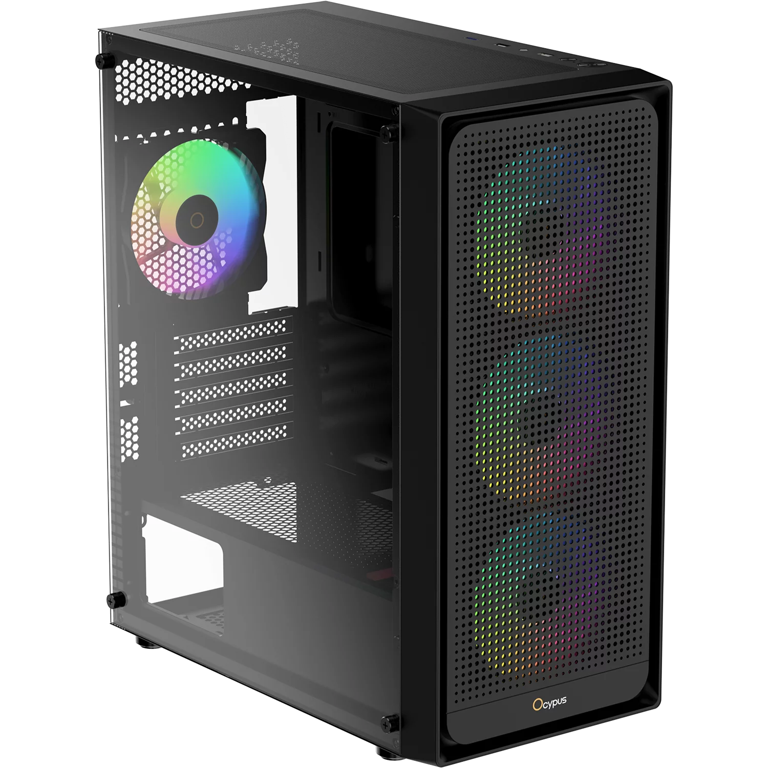 Корпус Компьютер без блока питания/ Case Ocypus Gamma C50 BK ARGB, Mini-Tower, TG, 4x120mm ARGB, 1xUSB-A 3.0 + 2xUSB 2.0, mATX, mITX Black (GAMMA-C50-BKG400XX-GL)