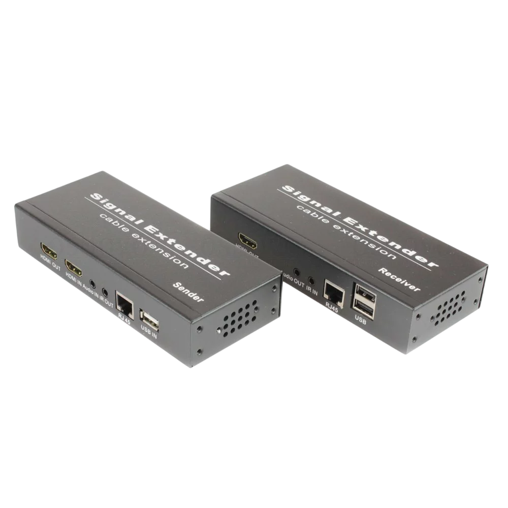 Комплект (передатчик и приемник) OSNOVO TLN-HiKMDA2+RLN-HiKMDA2 Комплект для передачи HDMI, USB, аудио, RS232 и ИК управления по сети Ethernet. Расстояние передачи "точка-точка" до 190м. Порты USB приемника предназначены только для п