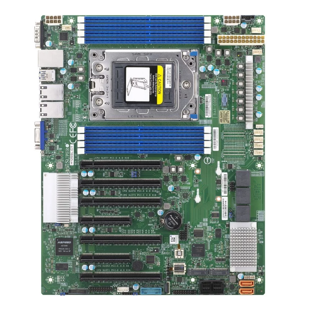 Материнская плата SuperMicro MBD-H12SSL-I-O Intelligent Platform Management Interface, Single AMD EPYC™ 7003/ 7002 Series Processor, 2TB Registered ECC DDR4 3200MHz SDRAM in 8 DIMMs,5 PCI-E 4.0 x16,2 PCI-E 4.0 x8,8 SATA3, 2 M.2 {10} (418091)