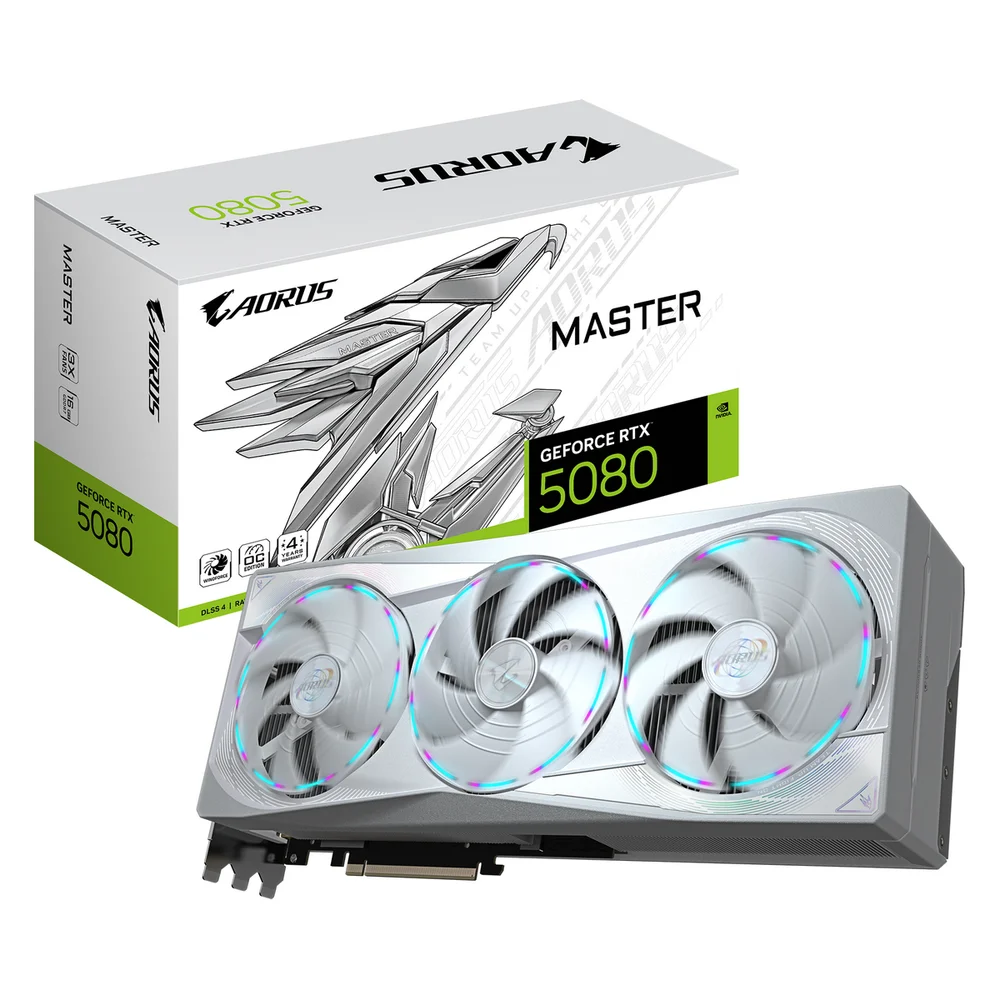 Видеокарта AORUS Bad Pack RTX5080 MASTER ICE 16GB GDDR7 256bit 3xDP HDMI 3FAN RTL bp (GV-N5080AORUSM ICE-16GD||BP)