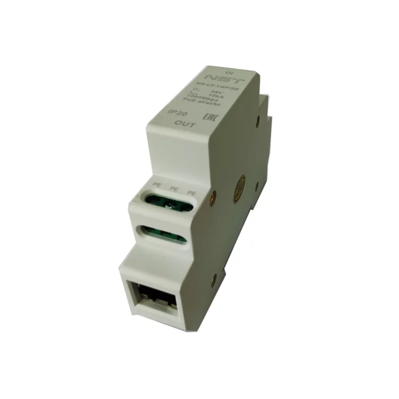 Устройство грозозащиты линий Ethernet + PoE на 1 канал (УЗИП). Класс II. Защищает PoE оборудование, подключенное к линиям Ethernet от наведенног (NS-LP-1GP/2D)