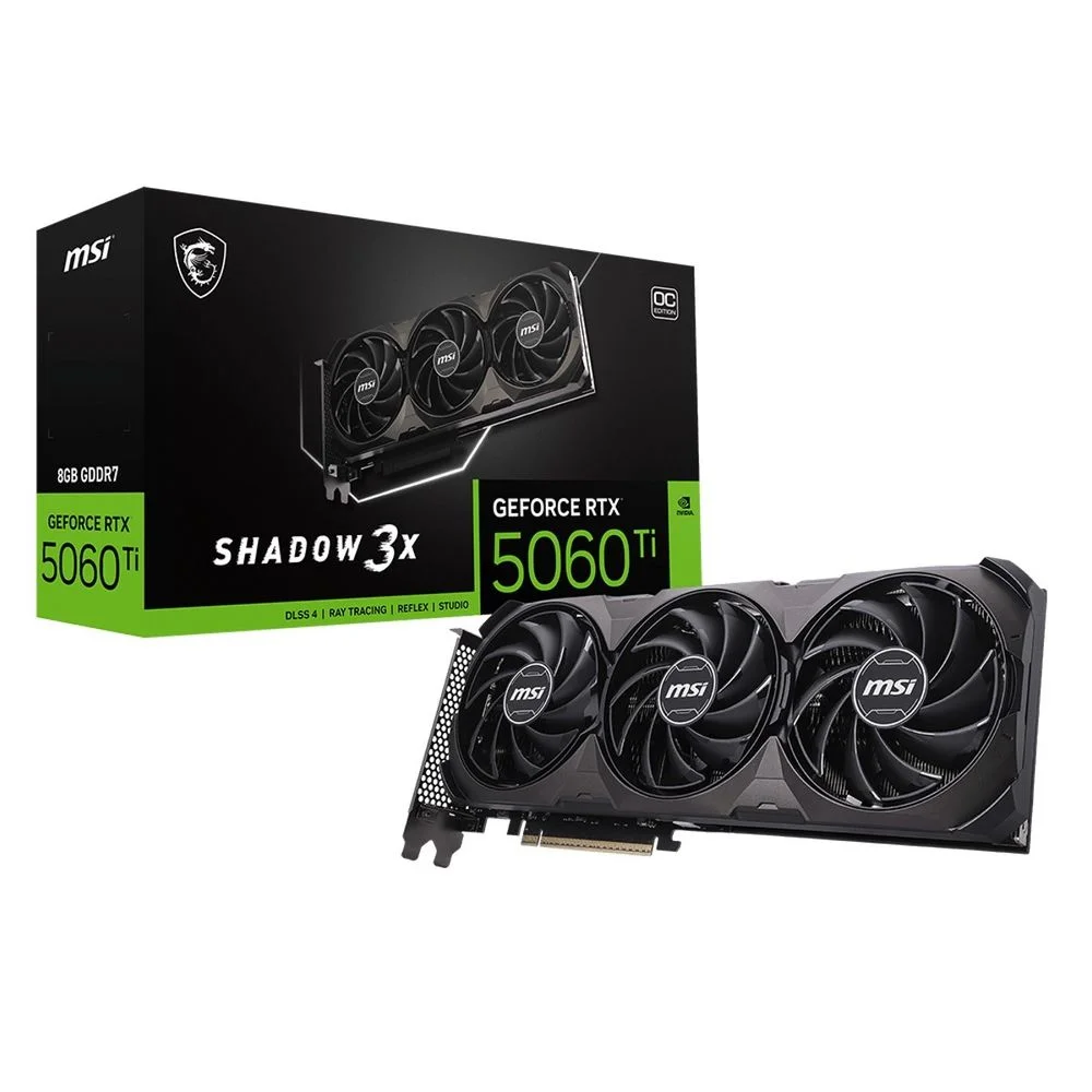 Видеокарта MSI Bad Pack RTX5060Ti SHADOW 3X OC CLASSIC 8GB GDDR7 128bit 3xDP HDMI 3FAN RTL bp (RTX 5060 TI 8G SHADOW 3X OC CLASSIC||BP)