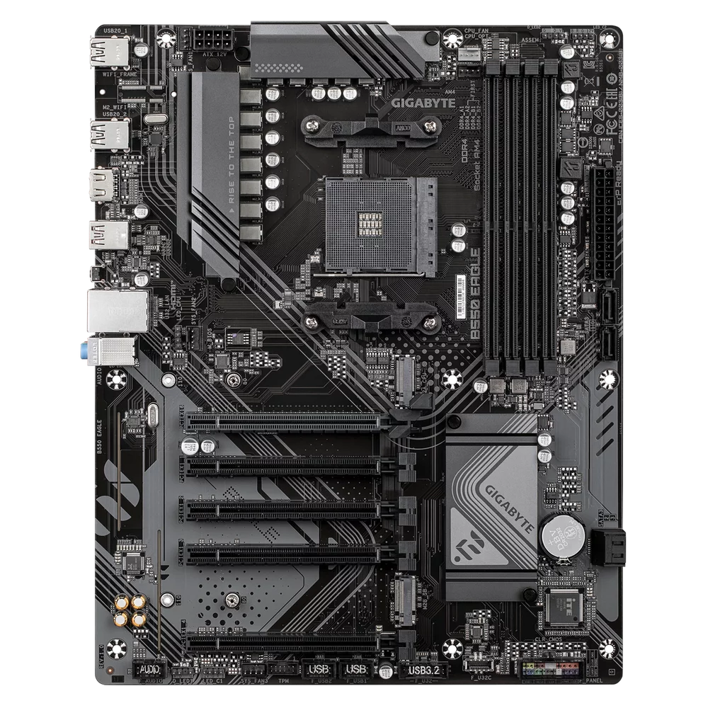 Материнская плата Gigabyte OEM B550 EAGLE, Socket AM4, AMD B550, 4xDDR4-3200, HDMI, 5xPCI-Ex16, 4xSATA3(RAID 0/ 1/ 10), 2xM.2, 8 Ch Audio, GLan, (4+4)xUSB2.0, (3+2)xUSB3.2, (1+1)xUSB3.2 Type-C™, ATX, RTL bp (B550 EAGLE||OEM)