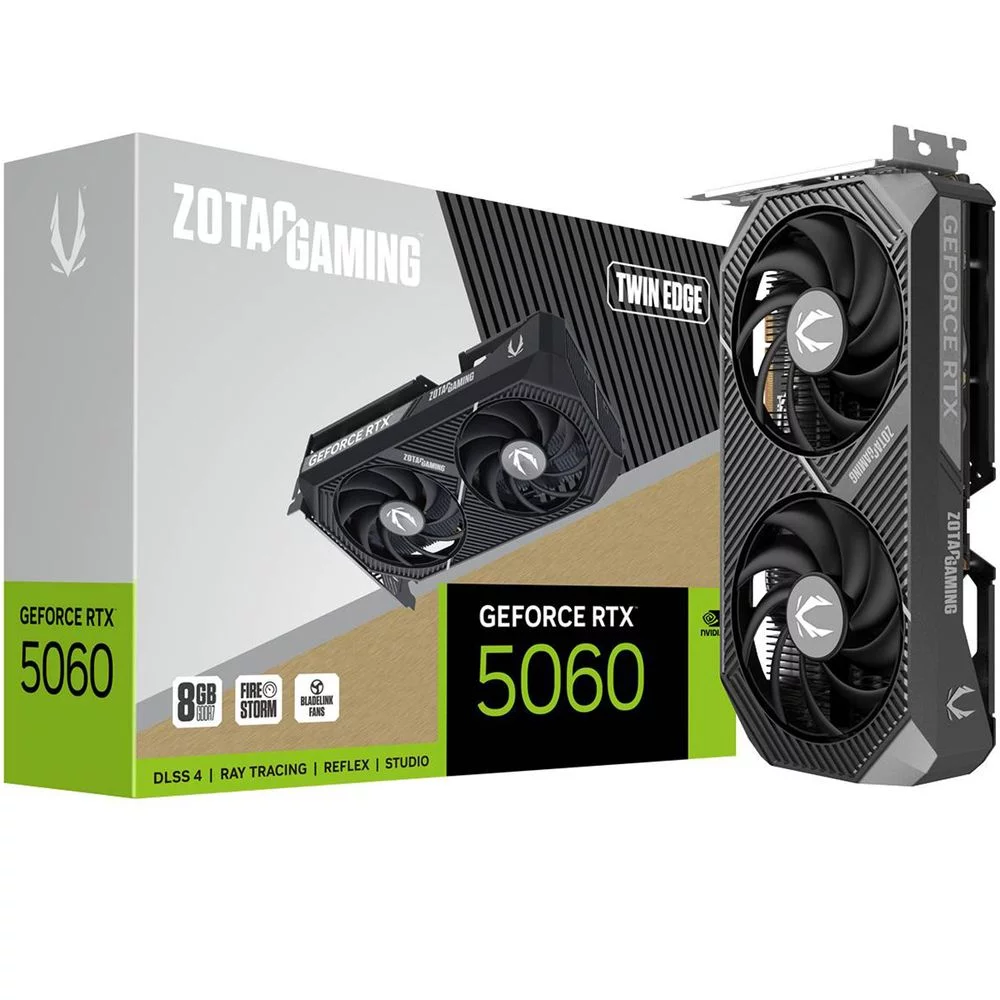 Видеокарта Zotac RTX5060 TWIN EDGE 8GB GDDR7 128bit 3xDP HDMI 2FAN MEDIUM PACK (ZT-B50600E-10M)
