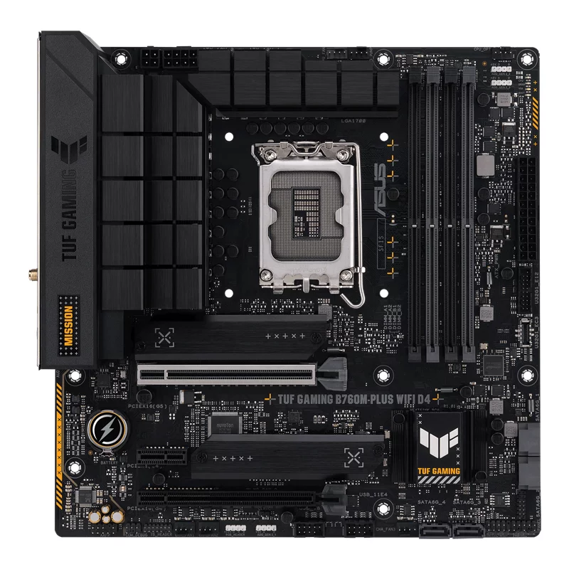 Материнская плата ASUS TUF GAMING B760M-PLUS WIFI D4 Soc-1700 Intel B760 4xDDR4 mATX AC`97 8ch(7.1) 2.5Gg RAID+HDMI+DP (90MB1DG0-M0EAY0)