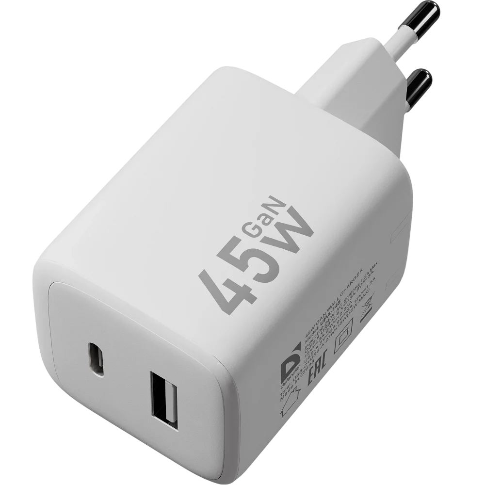 Defender Сетевой адаптер UPA-145 45W, USB A+C, белый (83245)