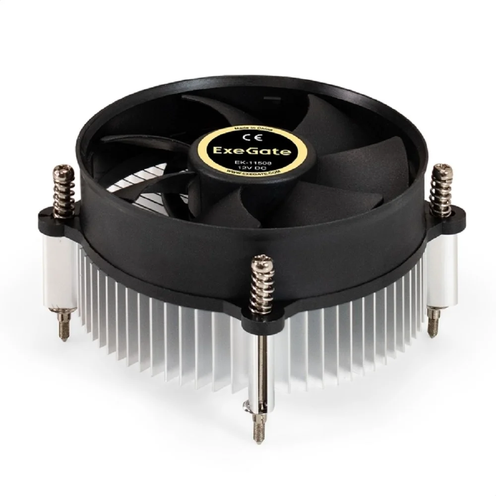 Exegate EX286141RUS Кулер ExeGate EK-11508.PWM (Al, LGA1150/ 1151/ 1155/ 1156/ 1200, TDP 75W, Fan 90mm, PWM, 1200-2600RPM, Hydro bearing, 4pin, 11-24db, 285г, с термопастой, на винтах, Retail color box)