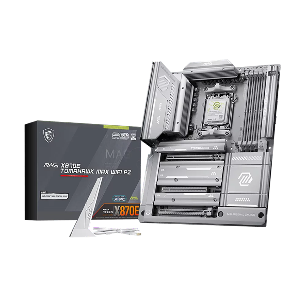 Материнская плата MSI MAG X870E TOMAHAWK MAX WIFI PZ X870E, AM5, 4*DDR5, 3*PCIEx16, 4*M.2, 2*TypeC, 2*USB3.2Gen2, 7*USB3.2Gen1, 8*USB2.0, 4*SATA3.0, 5G, 2*Type-C(DP), HDMI, ATX, RTL