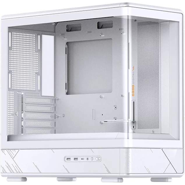 Корпус без блока питания/ Case JONSBO D200, Mini-Tower, TG, no fan, 2xUSB-A 3.0 + 1xUSB-C 3.2, mATX, mITX White (D200 WHITE)
