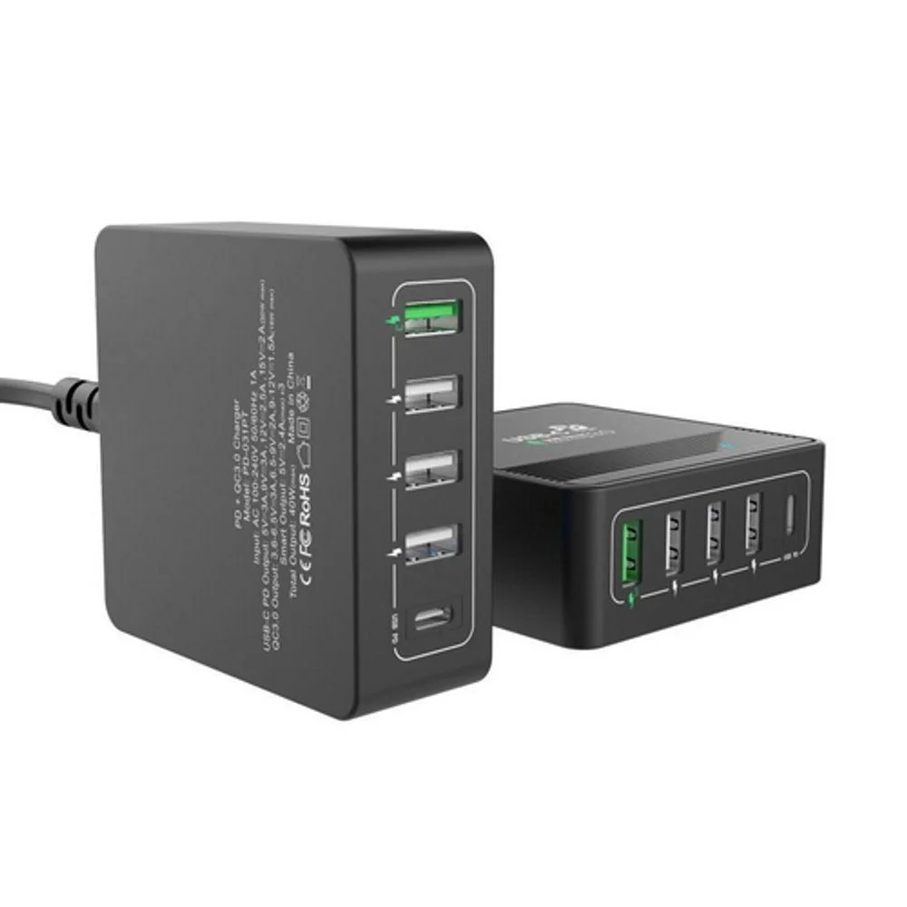 Зарядное устройство ACD CЗУ (ACD-P605U-V1B) 60Вт, Сетевое ЗУ 5xUSB 1PD+1QC+3Smart, 3.6;20В/ 3А RTL {40}