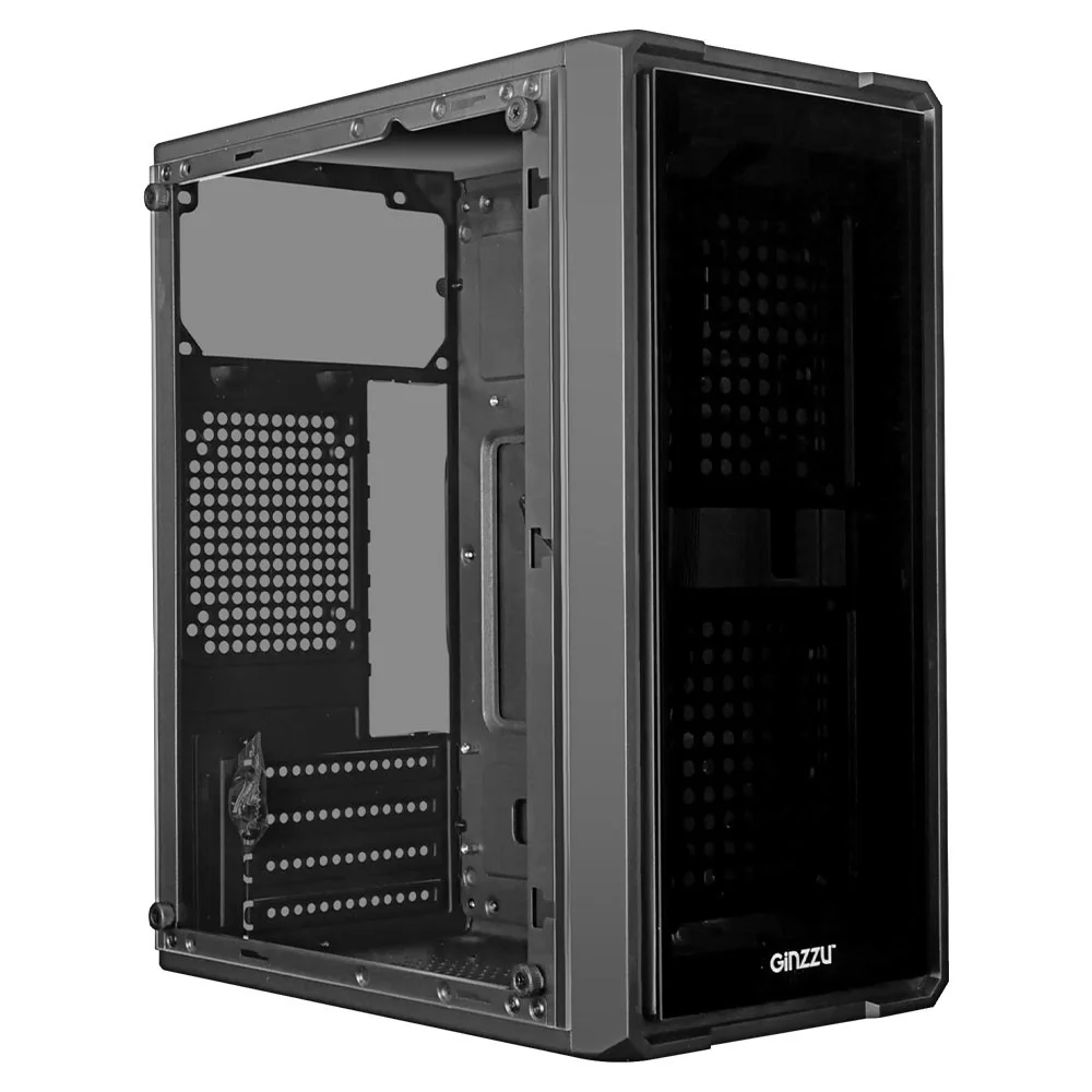Ginzzu B175 2*USB 2.0,AU передняя и боковая панель стекло (B175#NTL)