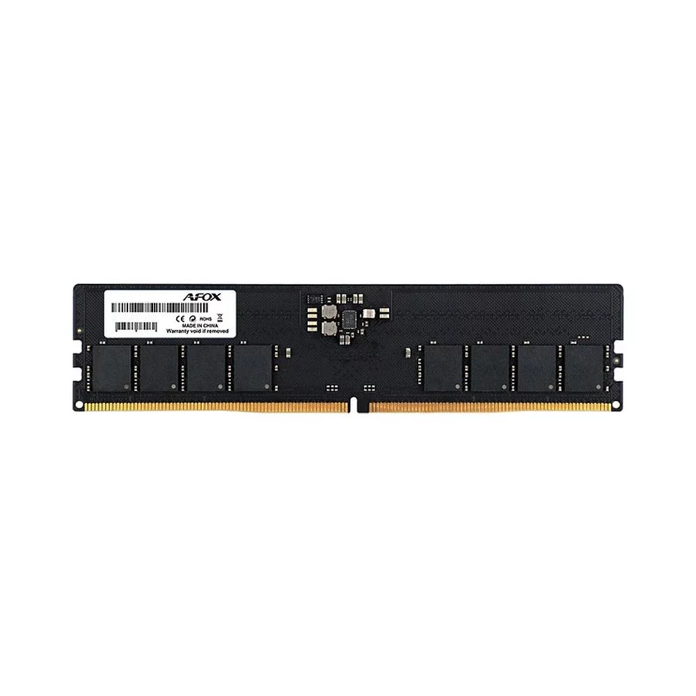Модуль памяти Afox 16GB DDR5 4800Mhz UDIMM Single Channel Package (1x16GB) PC5-38400, 288- Pin, Non-ECC, Un-Buffered, CL40-38-38-77, 1.1V (AFLD516T8S1P)