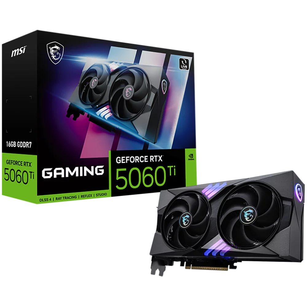 Видеокарта MSI PCI-E 5.0 RTX 5060 Ti 16G GAMING NVIDIA GeForce RTX 5060TI 16Gb 128bit GDDR7 2572/28000 HDMIx1 DPx3 HDCP Ret
